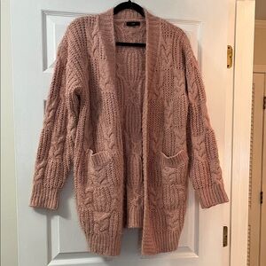 Fate Dusty Pink Cable Knit Cardigan